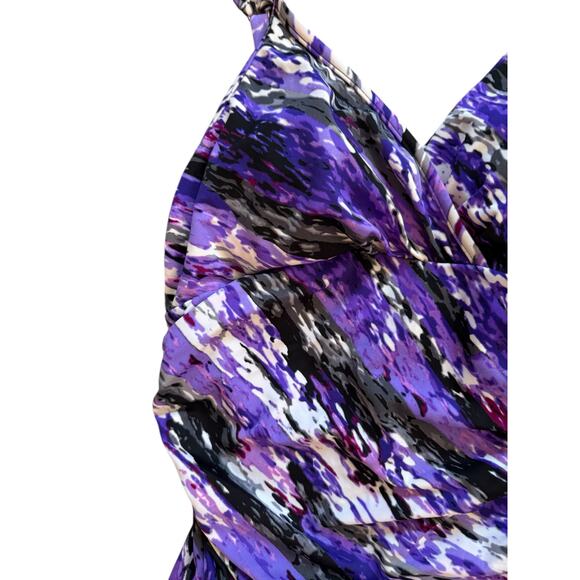 MiracleSuit Purple Animal Print One Piece Swimsuit 12 Trimshaper Tummy Control - Picture 4 of 8